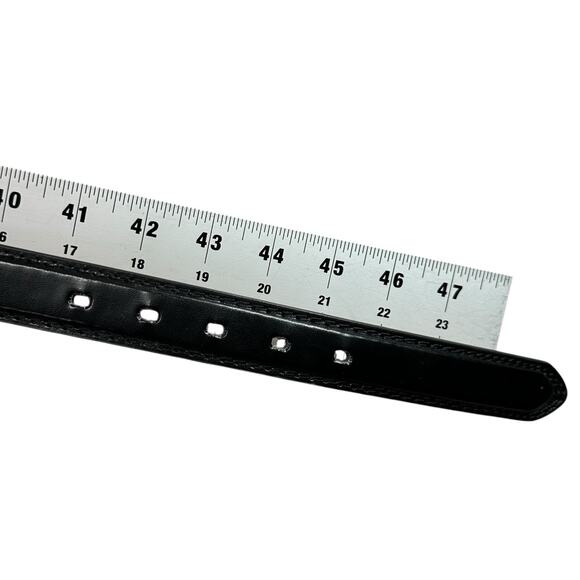 Leather Dress Belt Mens Sz XL Black Silver Tone Buckle Classic - Picture 2 of 8